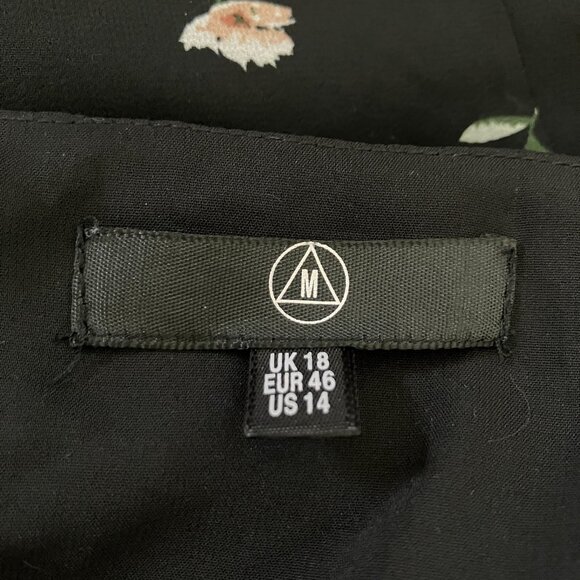 Missguided Women Black Floral Wrap Dress 14 Ruffle Boho Whimsigoth Cottagecore - Picture 8 of 9